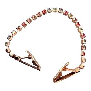 1950’s Multicolor Rhinestone Sweater Clip w/Goldtone Hardware, Divine piece! 8”